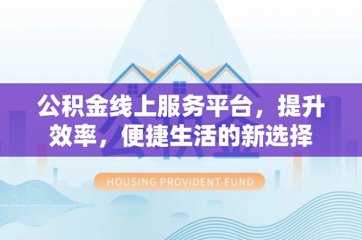 扶绥公积金线上服务平台，提升效率，便捷生活的新选择
